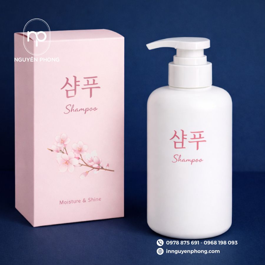 In hộp giấy đựng dầu gội